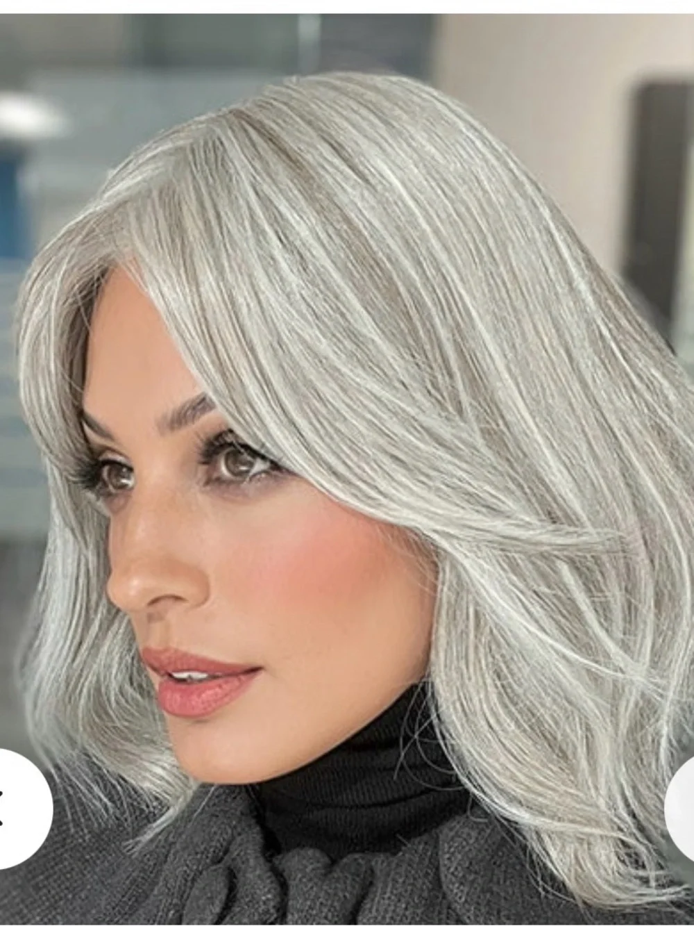 HOLLIE PETITE by Jon Renau - Oyster Light Grey Short Bob Wig - Picture 2 of 10